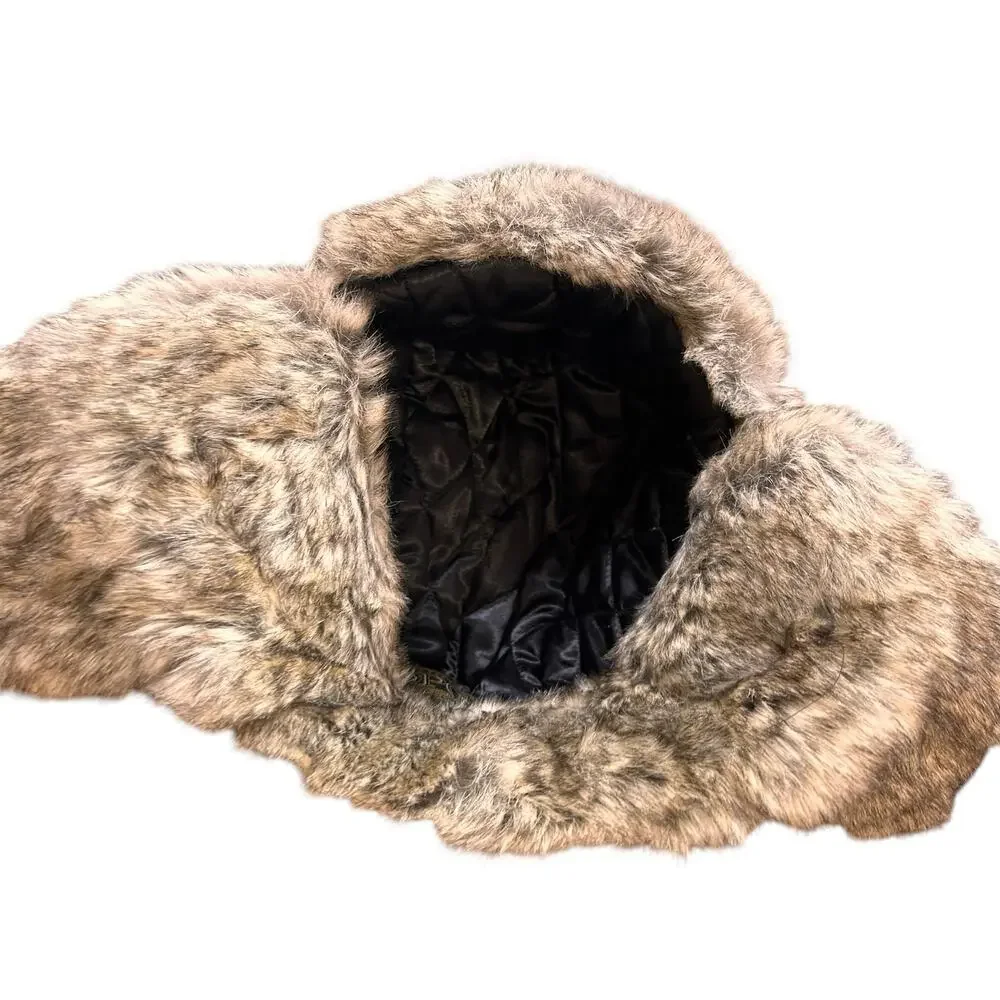Dorfman Pacific Brown 100% Cotton Faux Fur Trapper Hat Ear Flap Winter Womens L